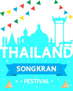 Tayland Songkran Festivali illüstrasyon