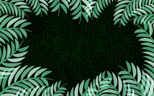 Green Leaves Frame Vector Abstract Nature Background Design — Stock Vector