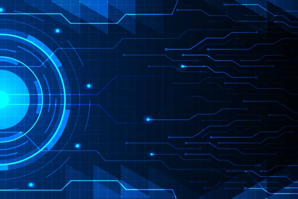 Cercle Bleu Ligne Circuit Sur Technologie Abstraite Conception Vectorielle Fond — Image vectorielle