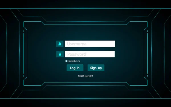 Sayfa UI tasarım teknoloji futuristik bir arayüze hud arka plan üzerinde oturum.