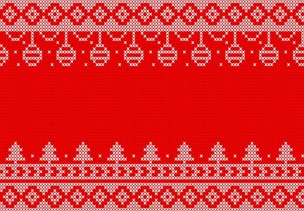 Белый Трикотаж Красном Фоне Рождественского События — стоковый вектор