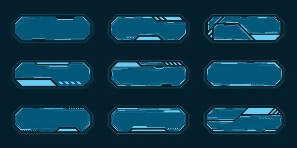 Azul Octágono Marco Conjunto Tecnología Futura Interfaz Hud Vector Diseño — Archivo Imágenes Vectoriales