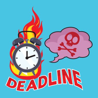 Alarm Saati Yazdırılıyor, Sözcük Süresi bitimi, vektör resim çizimi