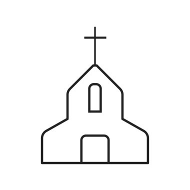 Beyaz arka planda kilise simgesi. Düz basit vektör simgesi.