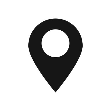 Web tasarımı için harita pin düz simgesi, vektör izole GPS göstergesi.