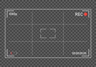 Şeffaf arkaplanda kamera görüntüsü, vektör video illüstrasyonu.