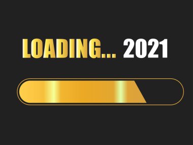 Siyah zemin üzerine 2021 altın yükleme, yeni yıl illüstrasyonu.