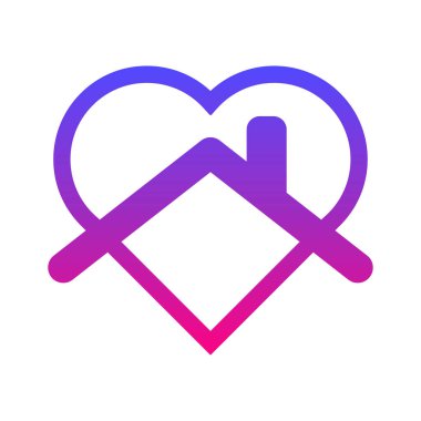 Evde kal, vektör ikonu. Karantina Kalbi Renkli logo.