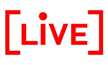 Canlı vektör logosu, düz çevrimiçi video oynatma düğmesi sembolü.