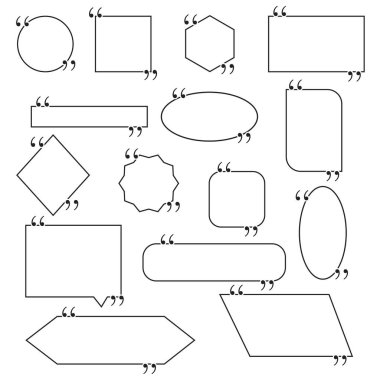 Alıntı kutusu şablon seti. Metin kabarcığı çerçeve koleksiyonu.