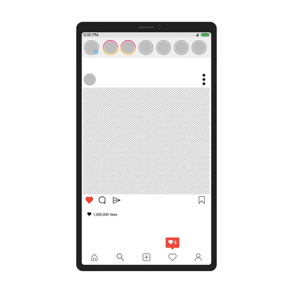 Beitrag Auf Dem Bildschirm Für Mobiles App Design Vereinzelte Illustration — Stockvektor