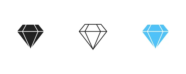 Diamant Icoon Set Vector Platte Sieraad Kristal Illustratie — Stockvector