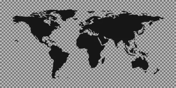 Weltkarten Vektorsymbol Auf Transparentem Hintergrund Ebenerdige Illustration — Stockvektor