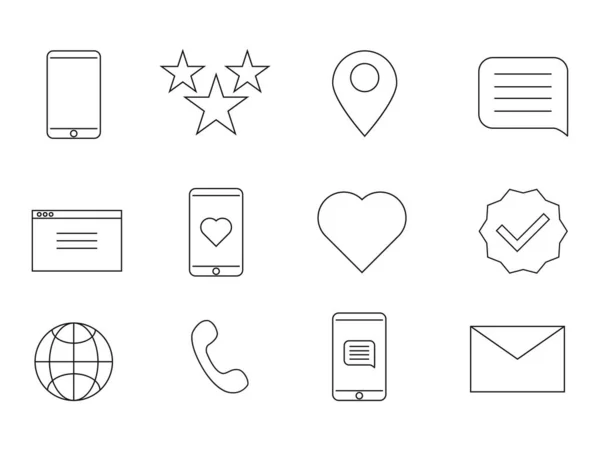 Social Media Vektor Icon Set Einfaches Line Sing Symbol — Stockvektor