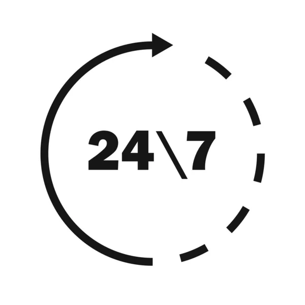 タイムクロックベクトルはシンプルなアイコン 24時間7日間 — ストックベクタ