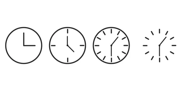 Conjunto Iconos Línea Reloj Alarma Vectorial Signo Colección Temporizador — Vector de stock