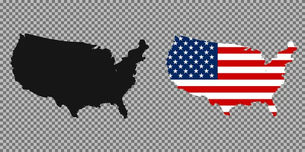 Mappa Degli Stati Uniti Bandiera Sfondo Trasparente Illustrazione Vettoriale America — Vettoriale Stock