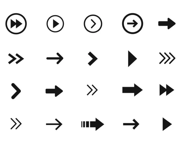 Σύνολο Εικονιδίων Βέλους Μαύρη Συλλογή Διανυσματικών Βέλους — Διανυσματικό Αρχείο
