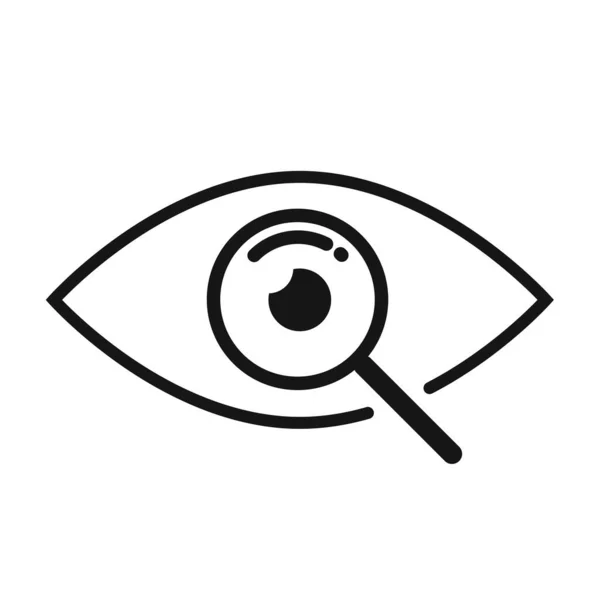Göz Çizgisi Simgesi Olan Bir Büyüteç Magnifi Göz Sembolü — Stok Vektör