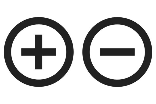 Плюс Минус Круглая Икона Векторный Изолированный Символ Положительный Отрицательный — стоковый вектор