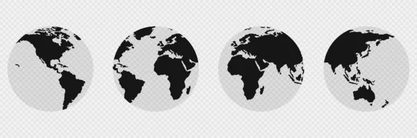 Küresel Toprak Koleksiyonu Dünya Haritası Vektör Simgesi Ayarlandı Şeffaf Arkaplan — Stok Vektör