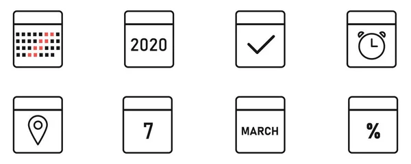 Коллекция Значков Календаря Векторное Множество — стоковый вектор