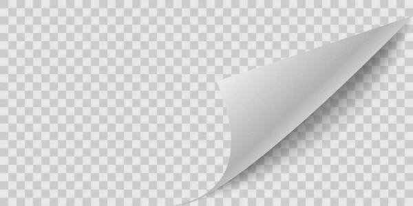 Flip Page Bouclée Sur Fond Transparent Feuille Papier Curl Peel — Image vectorielle