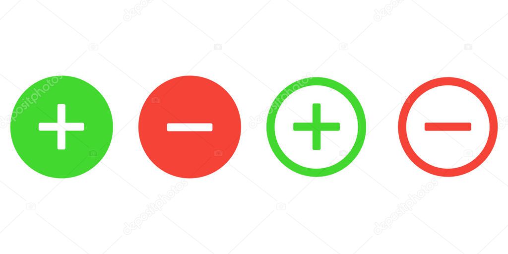 Plus minus sign symbol, vector positive and negative flat icon.