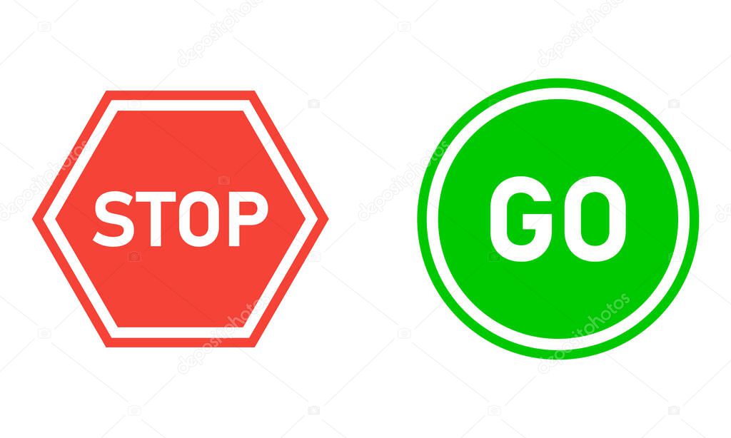 Stop and go vector sign, safety illustation EPS10.