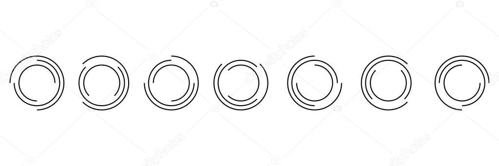 Circle loading line set in minimalistic style, vector upload and download template collection.