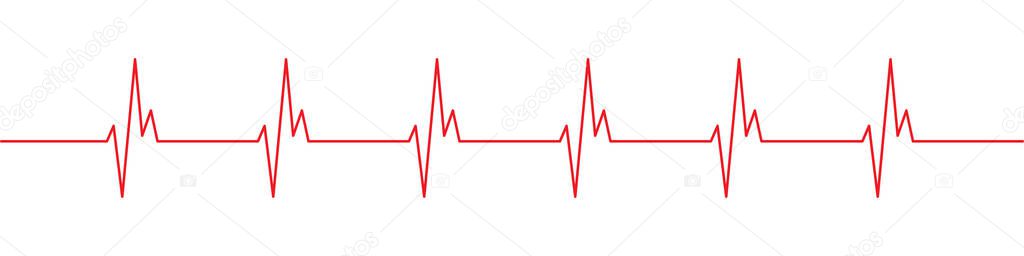 Heartbeat red line icon. Heart pulse, rhythm vector icon.