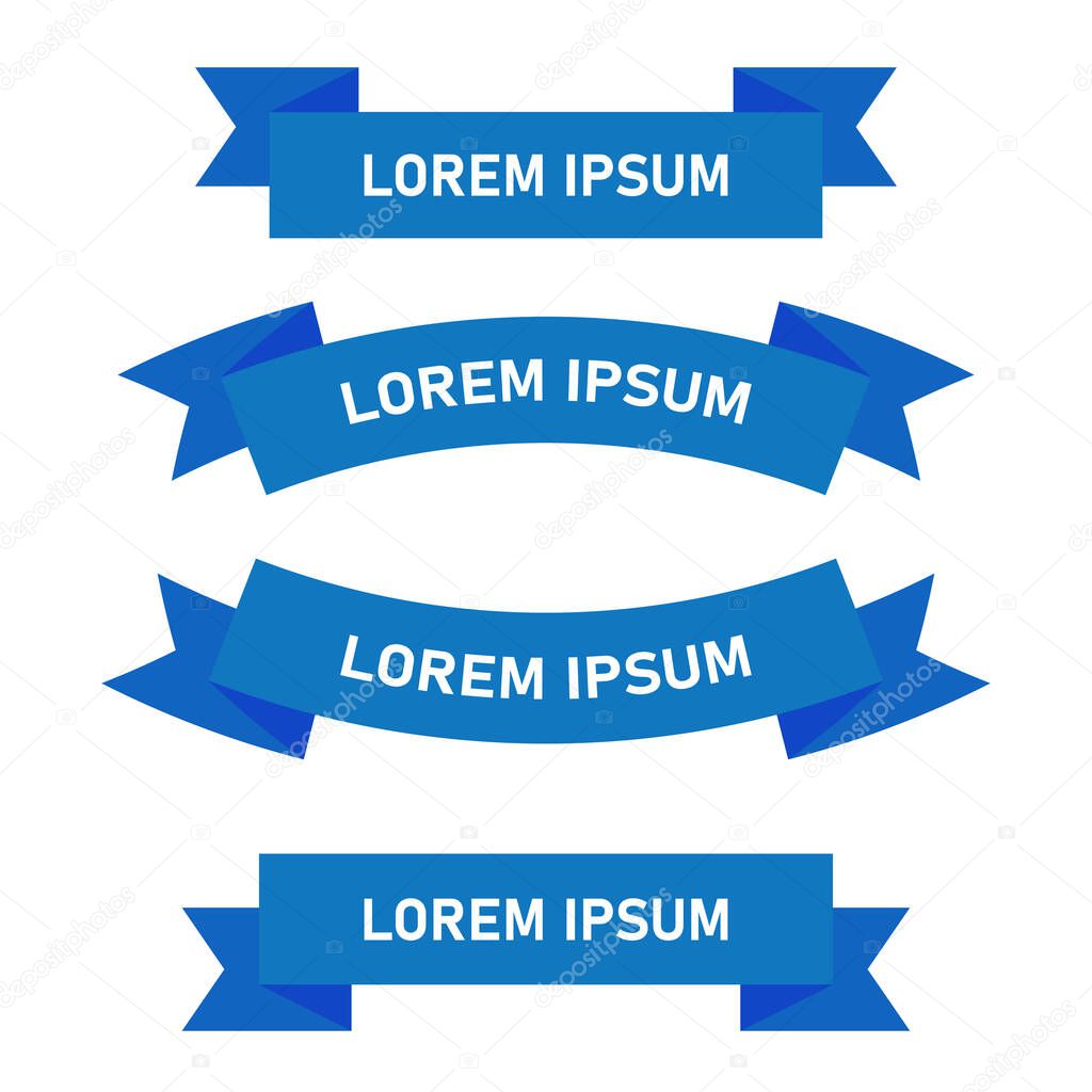 Ribbon vector banner, blue ribbon template icon.