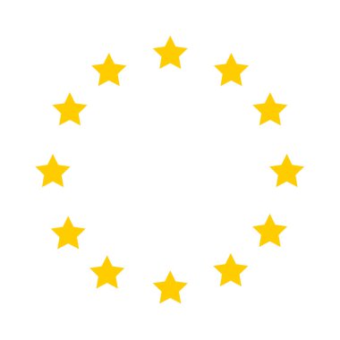 Avrupa Birliği yıldızı ikonu. İzole edilmiş Avrupa Birliği yıldızları çemberi.