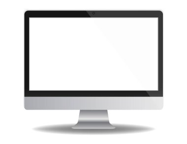 Bilgisayar ekranı gerçekçi maketi. Beyaz arkaplanda vektör izole edilmiş pc monitörü.