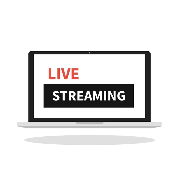 Živý Přenos Vektorové Ilustrace Live Stream Notebooku — Stockový vektor