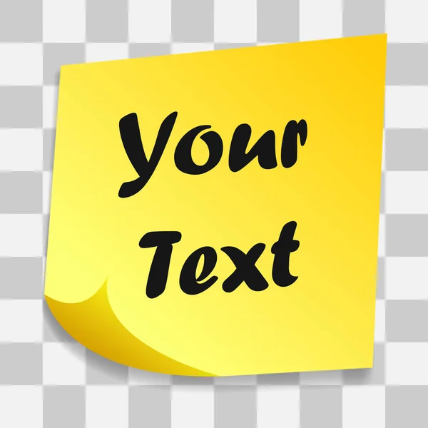 透明背景上的黄色明信片贴纸 矢量隔离元件 — 图库矢量图片