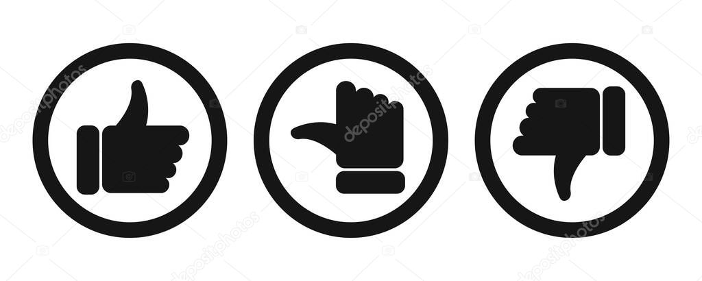 Thumb valuation icon. Vector social media button symbol set. Like and dislike.