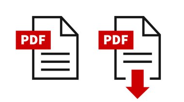 PDF dosya indirme simgesi. Vektör izole elementler Belge biçimi.