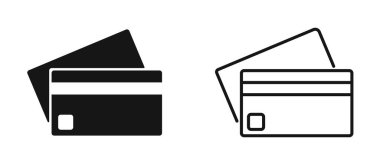 Vektör kredi kartı simgesi. Hat banka kartı sembolü.