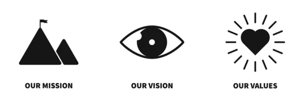 Mission Vision Werte Vektor Symbol Flache Visualisierung Und Missionssymbol — Stockvektor