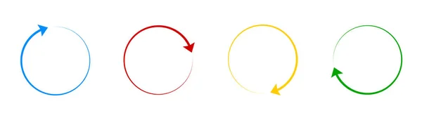 Rotation Collection Icônes Flèches Couleur Ensemble Pointeur Cercle Rotation Vectorielle — Image vectorielle
