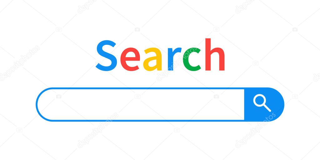 Search bar on white background. Vector search window template.