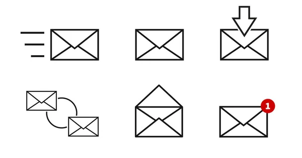 Mailline Symbol Gesetzt Vector Umschlag Kollektion Auf Weißem Hintergrund — Stockvektor