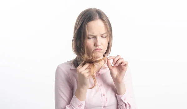 Nahaufnahme Porträt Der Schönen Jungen Mädchen Traurig Weil Der Wirrwarr — Stockfoto