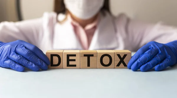 Detox Szó Készült Építőelemek Méregtelenítés Koncepció — Stock Fotó