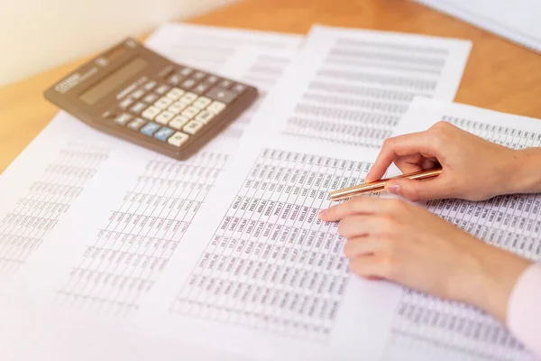 Accountant Banker Making Calculations Sitting Office Table Documents Tables Desk — Stock Photo, Image