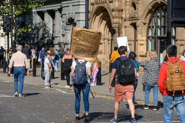 Londres Setembro 2019 Manifestantes Mudança Climática Segurando Sinal Caseiro Protesto — Fotografia de Stock