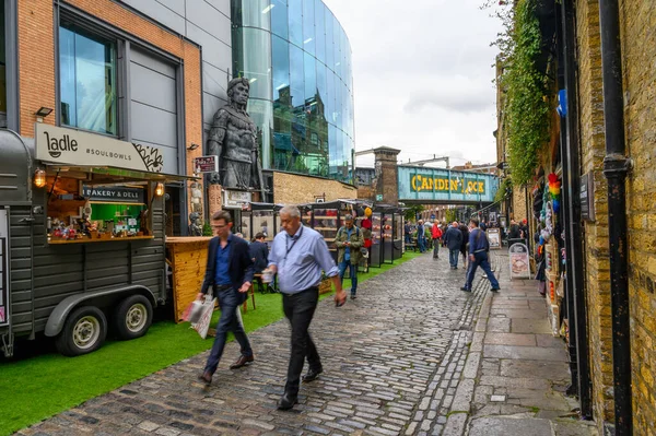 Londres Septembre 2019 Une Rue Pavée Marché Camden Avec Célèbre — Photo