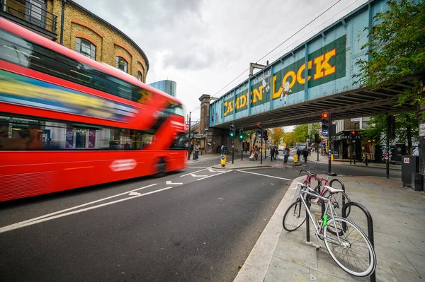 Londres Septembre 2019 Longue Exposition Fameux Panneau Camden Lock Peint — Photo