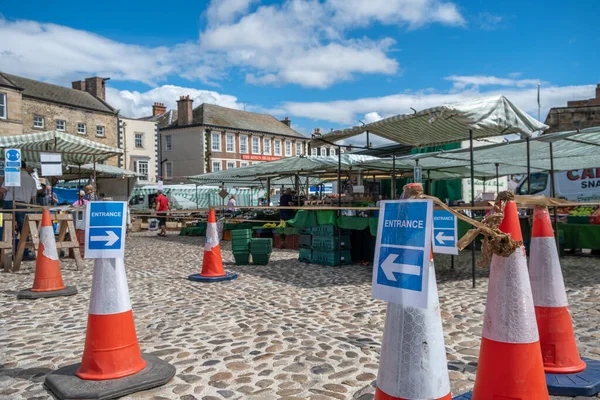 Richmond North Yorkshire Großbritannien August 2020 Schilder Weisen Kunden Auf — Stockfoto